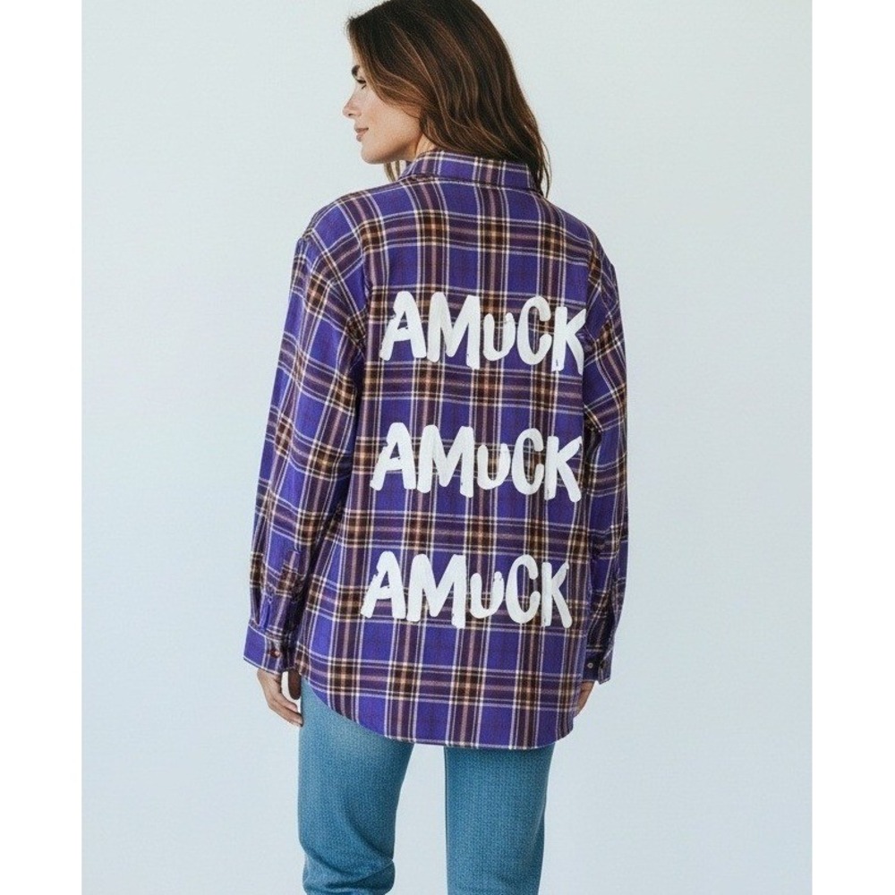 Cakeworthy Disney Hocus Pocus Amuck Purple Plaid Flannel Shirt Grunge Whimsigoth